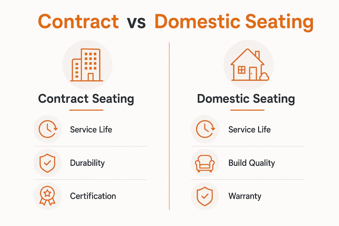 Infographic comparing contract and domestic seating features
