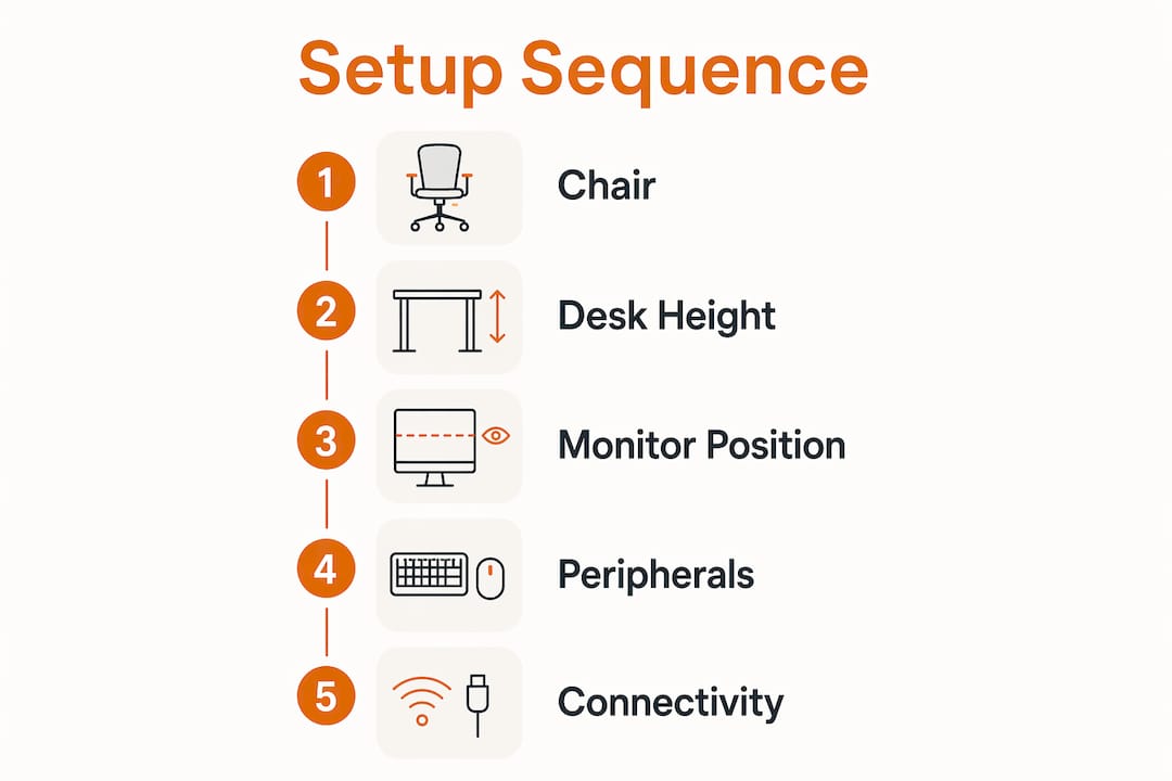 Infographic outlining ergonomic workspace setup steps