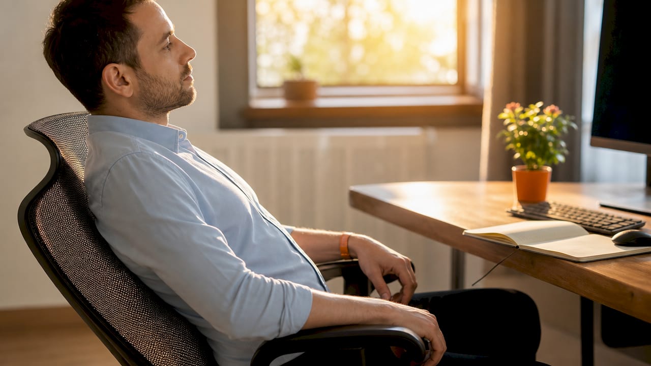 User sitting with mesh back pressure distribution