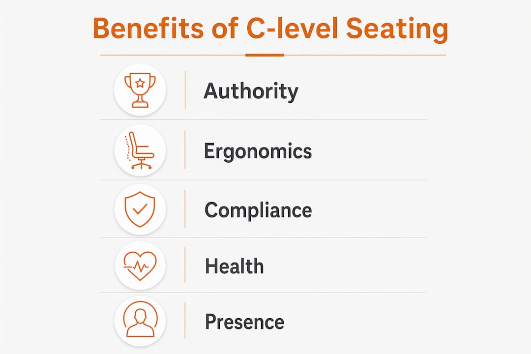 Infographic illustrating benefits of C-level seating