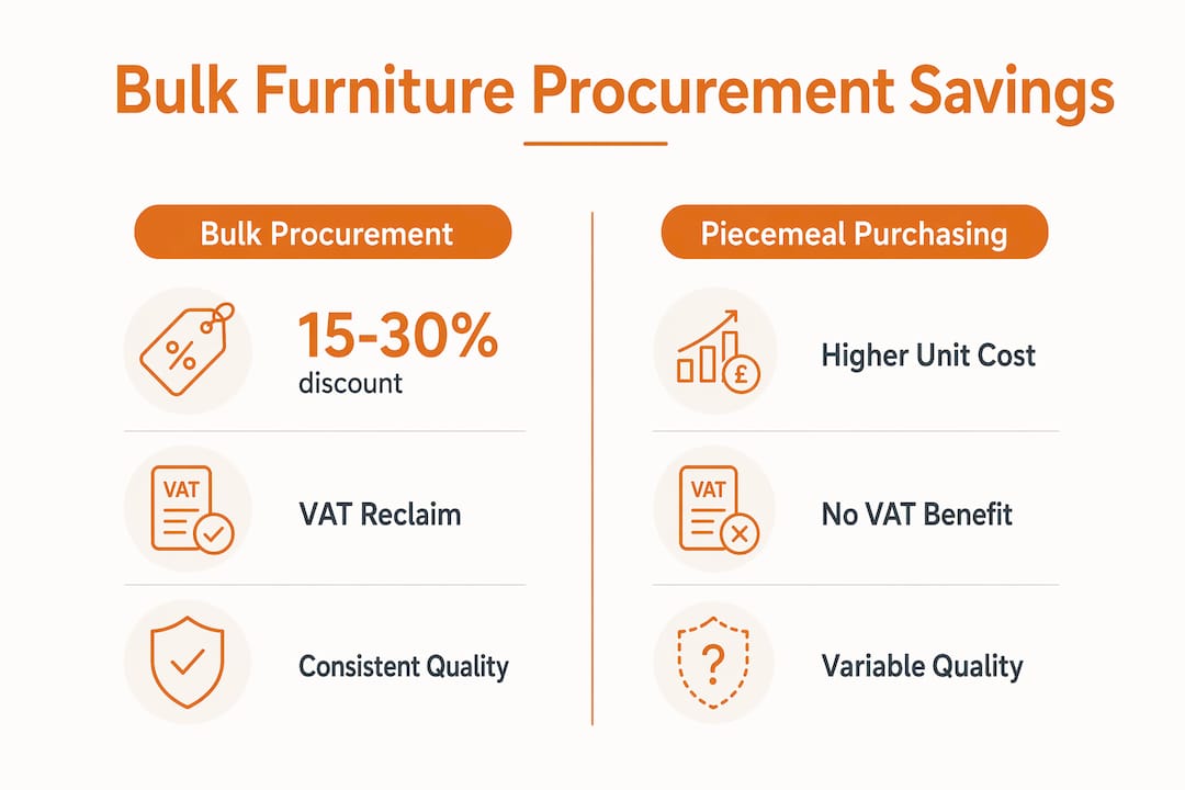 Infographic comparing bulk versus piecemeal furniture procurement savings