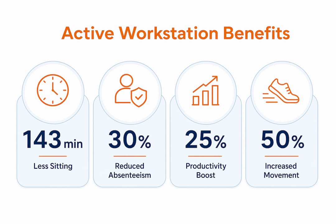 Infographic showing active workstation benefits