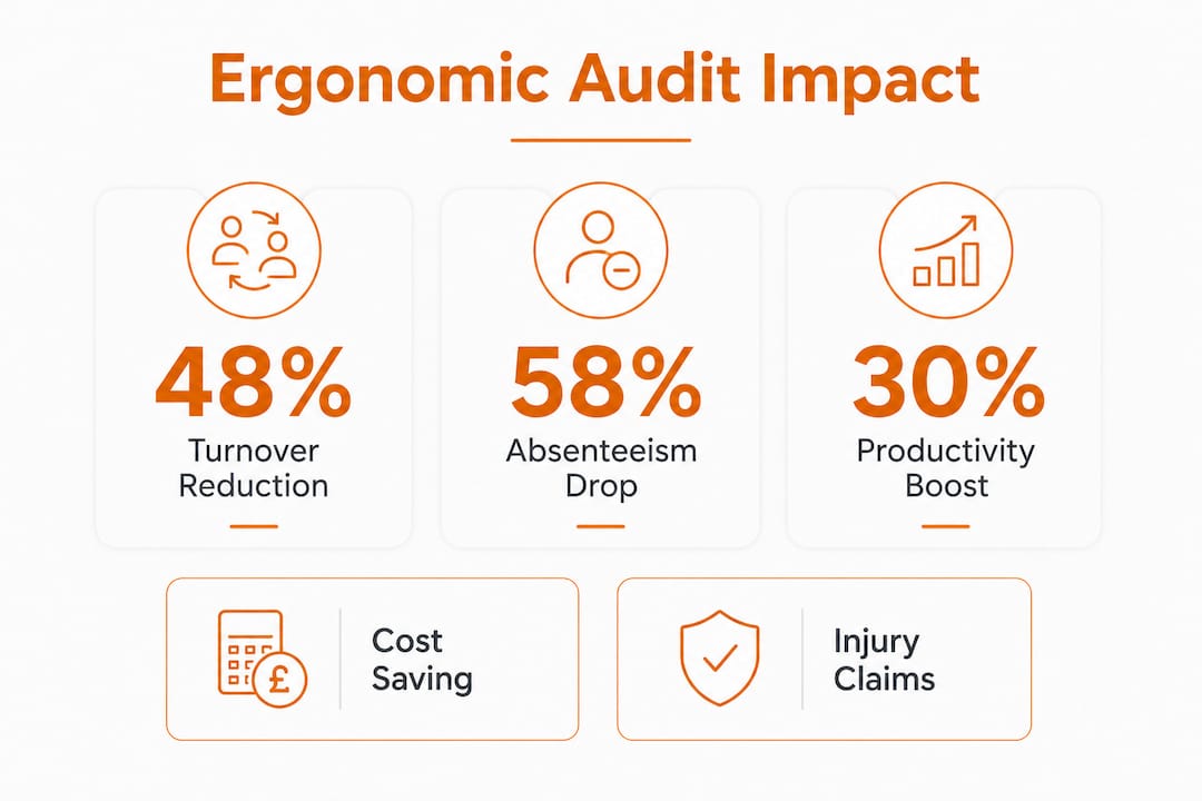 Infographic showing key ergonomic audit statistics