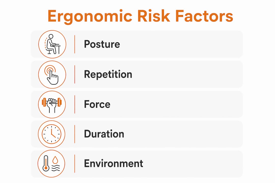 Infographic showing ergonomic risk factors