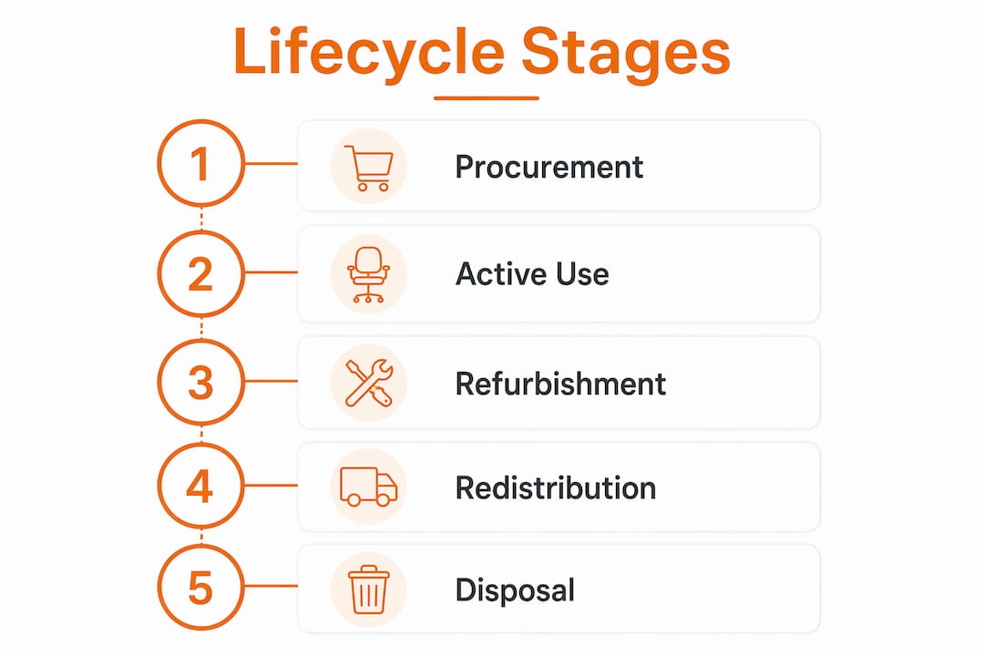 Infographic illustrating furniture lifecycle stages