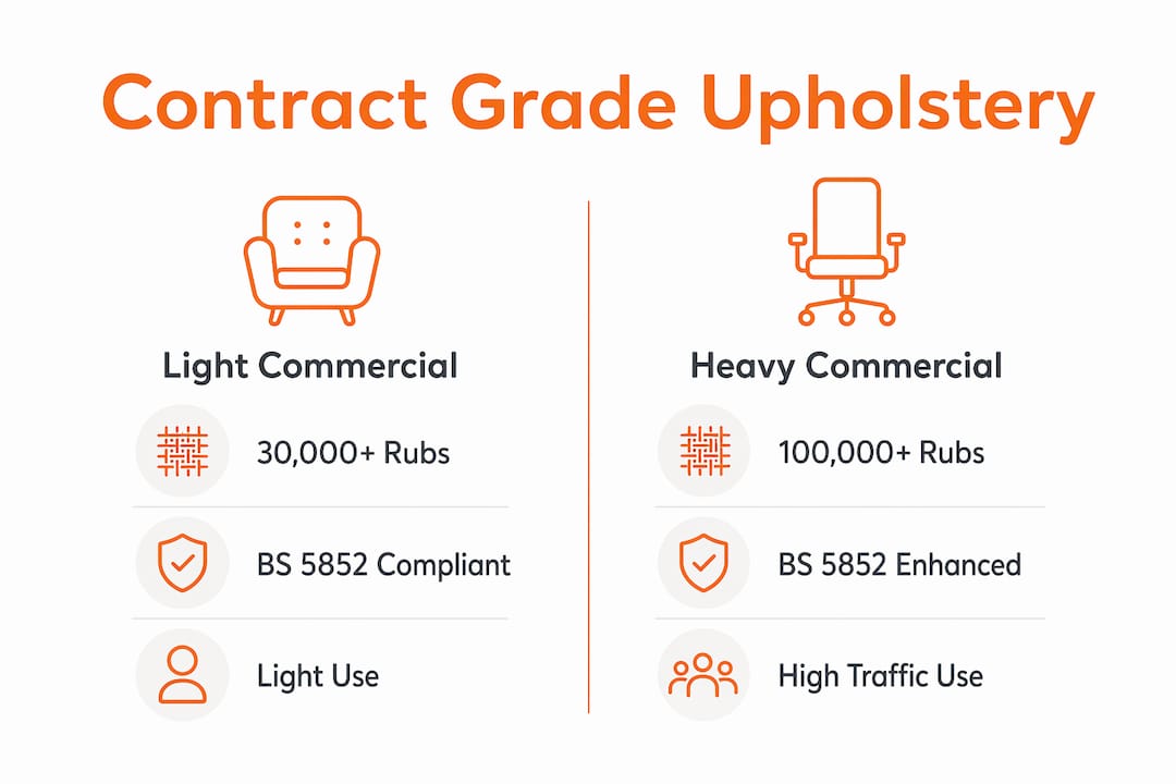 Infographic comparing light and heavy commercial upholstery