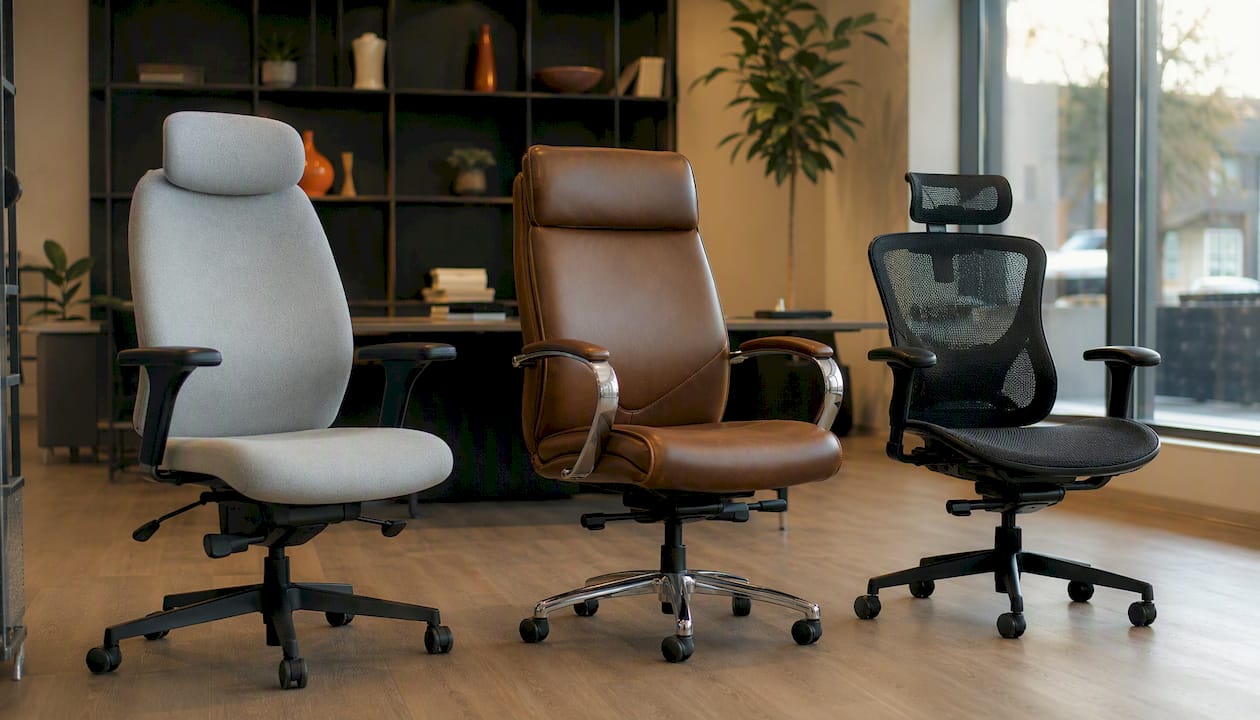Executive chairs in fabric, leather, and mesh