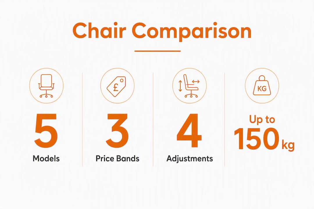 Infographic comparing black executive office chair features