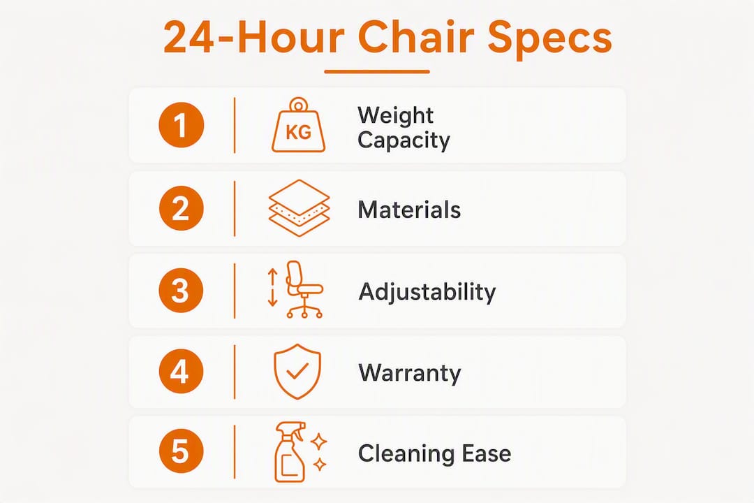 Infographic showing key procurement features for 24-hour chairs