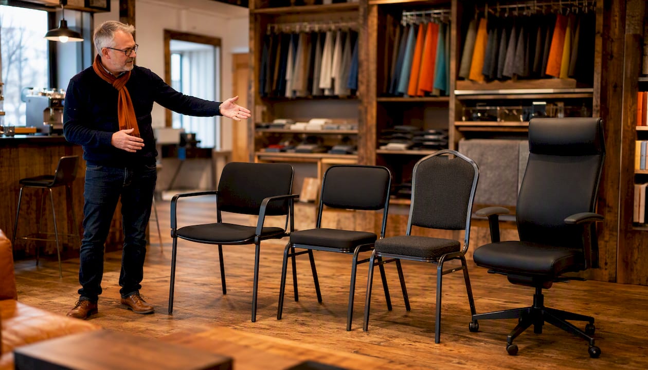 Variety of black conference chairs showcased