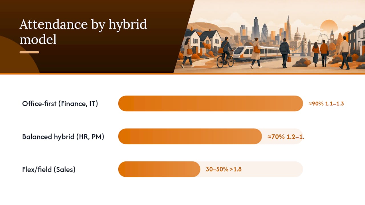 Benchmarks of hybrid work models and desk ratios