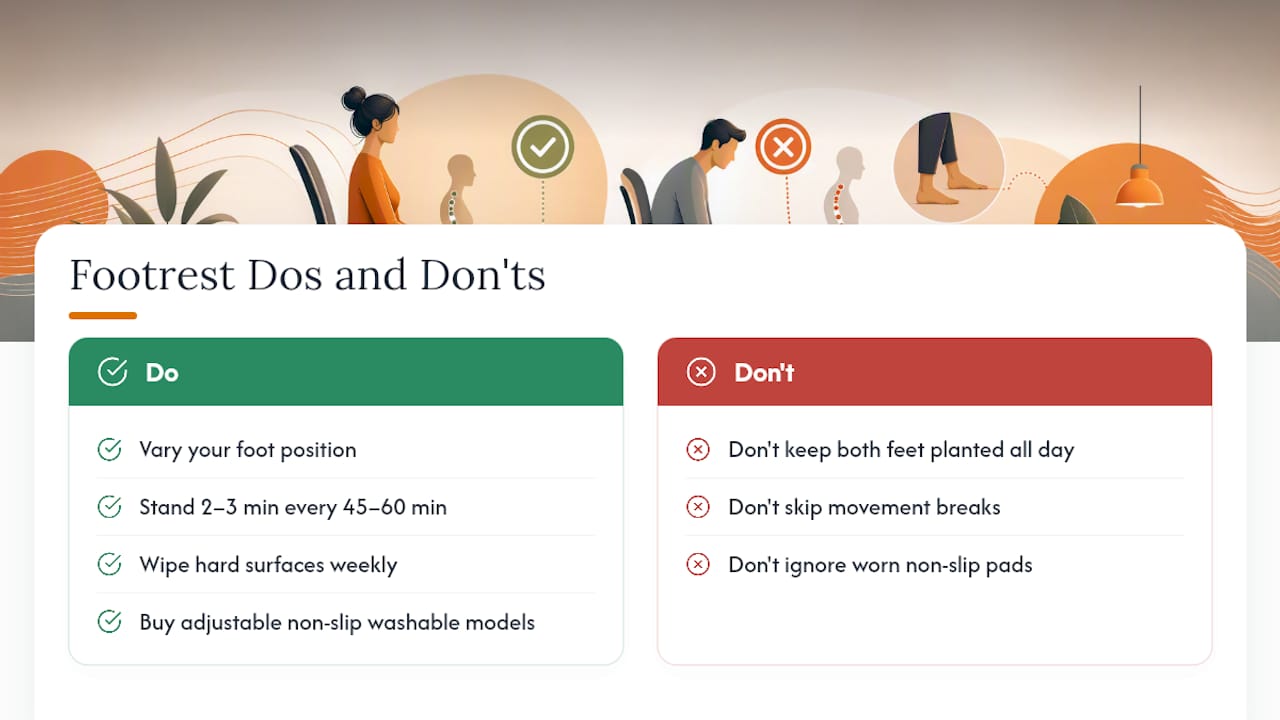 Everyday tips for getting the most from your footrest — overview diagram
