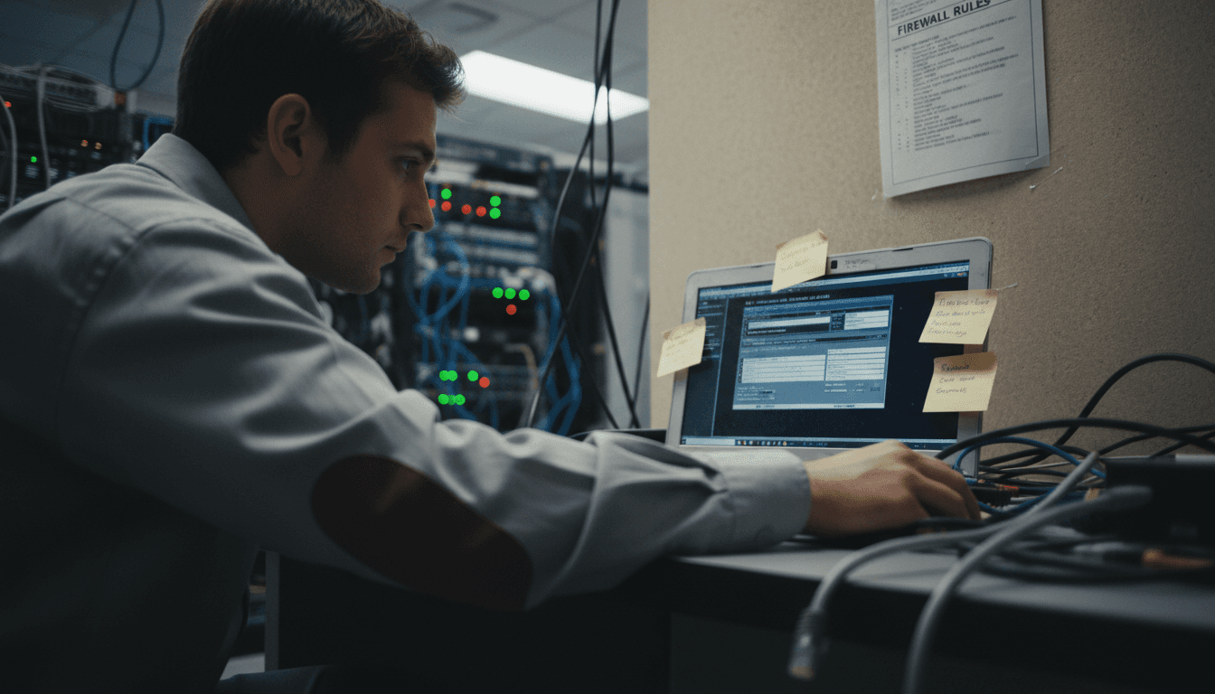 System admin configuring firewall and access credentials