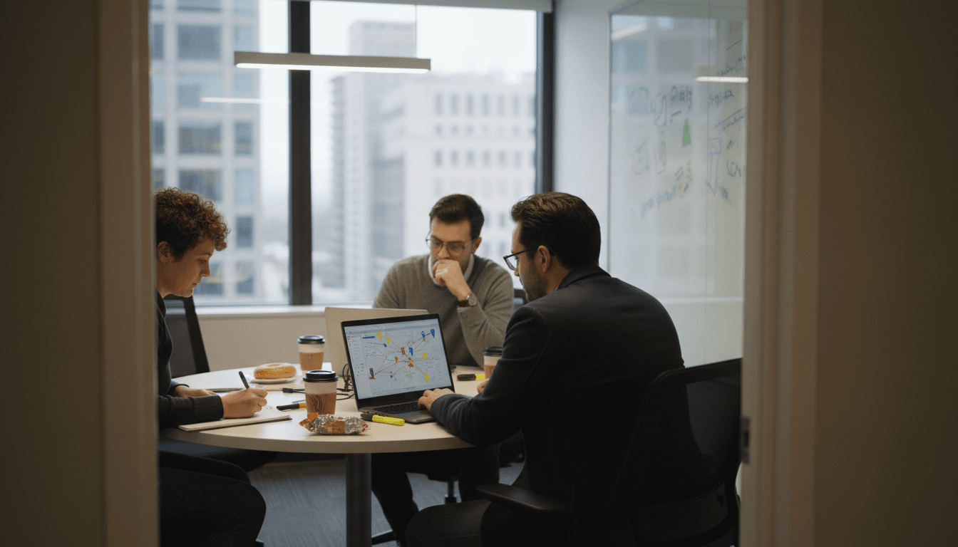 Security team meeting to review layered scans