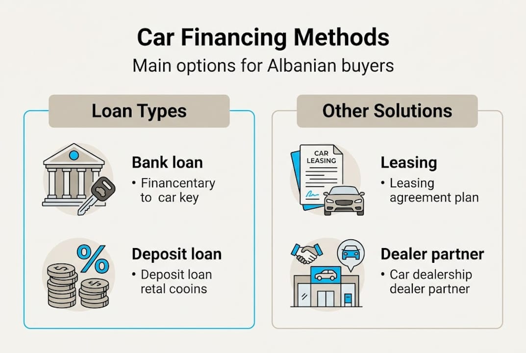 Infografica che confronta le principali opzioni di finanziamento auto