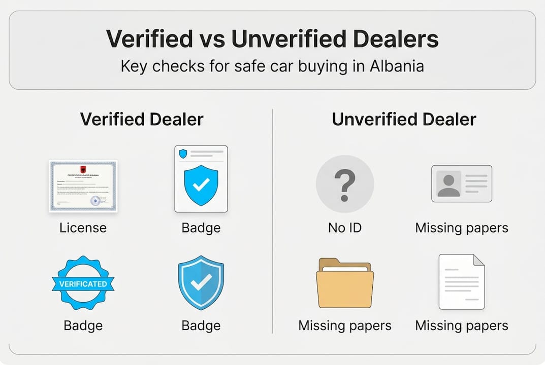Infografica che confronta concessionari verificati e non verificati