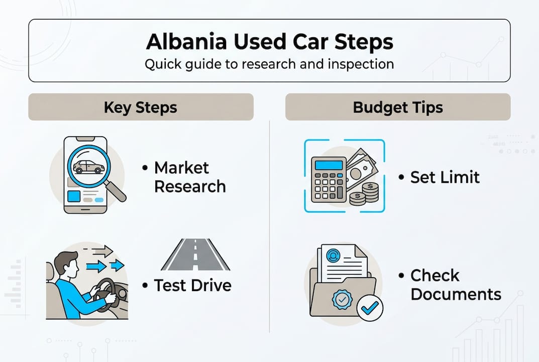 Infografica fasi auto usata guida Albania