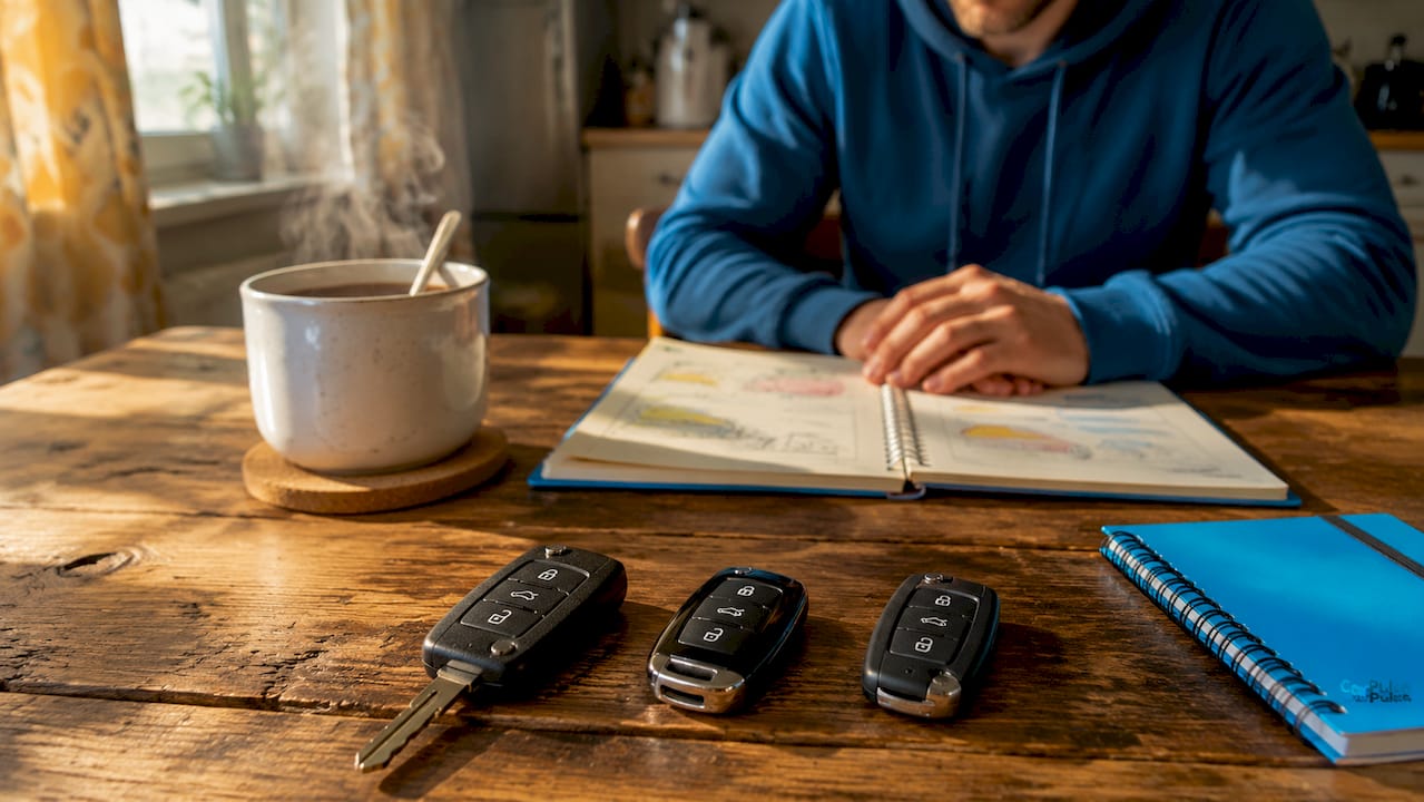 Chiavi dell'auto e smartphone che mostrano i tipi di possesso