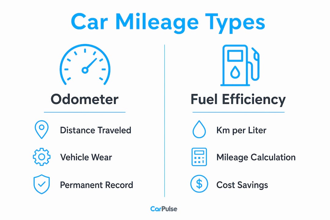 Infografica che confronta il contachilometri e l'efficienza del carburante nelle auto