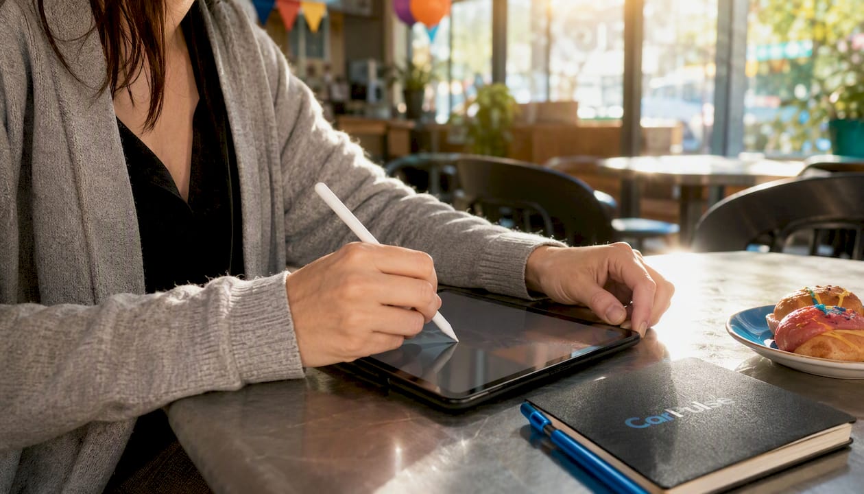 Duar që po nënshkruajnë një kontratë elektronike në tablet