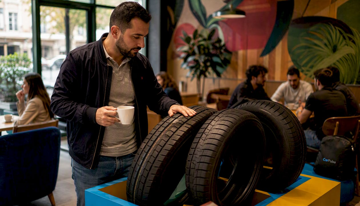 Klienti që inspekton goma Michelin në Shqipëri