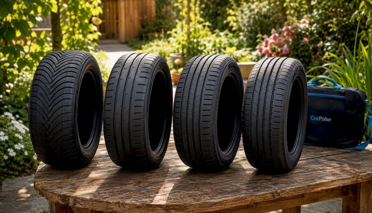 Pamje e afërt e modeleve të ndryshme të gomave Michelin