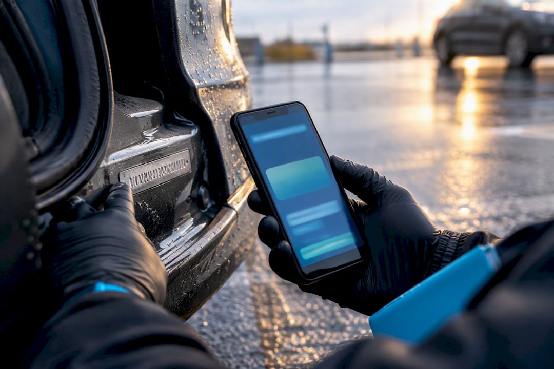 Inspector comparing VIN with vehicle history