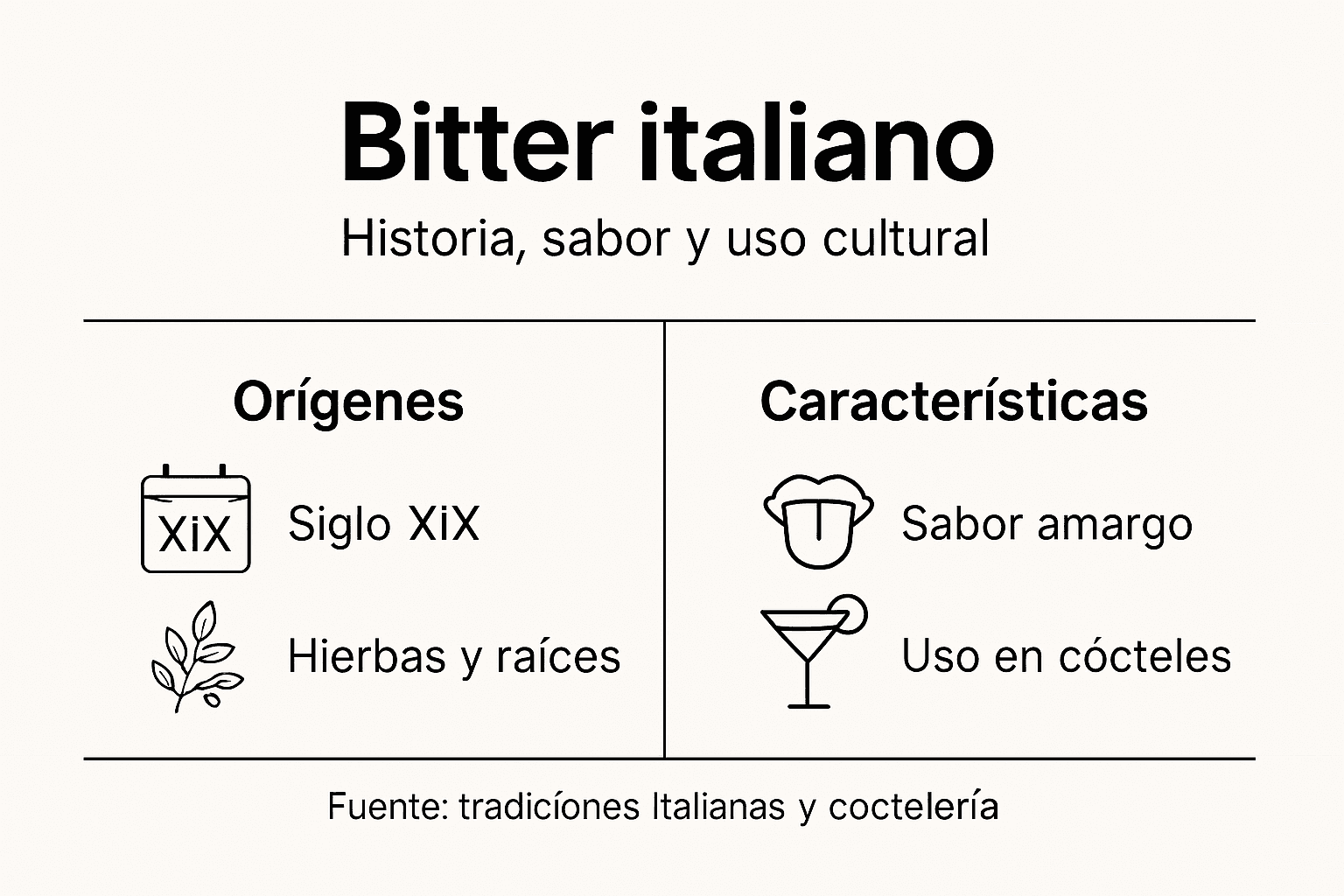 Descubre en esta infografía la historia y las principales características del clásico bitter italiano.
