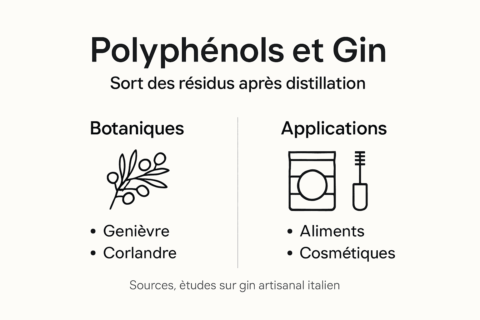 Visuel explicatif sur les polyphénols et les composés présents dans les résidus de gin