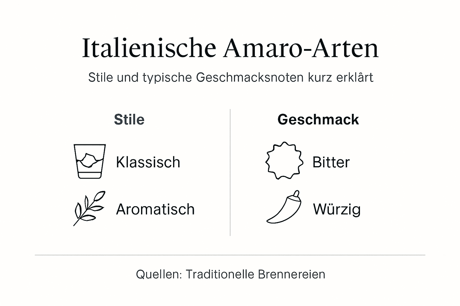 Übersicht: Verschiedene Amaro-Sorten und ihre Geschmacksprofile