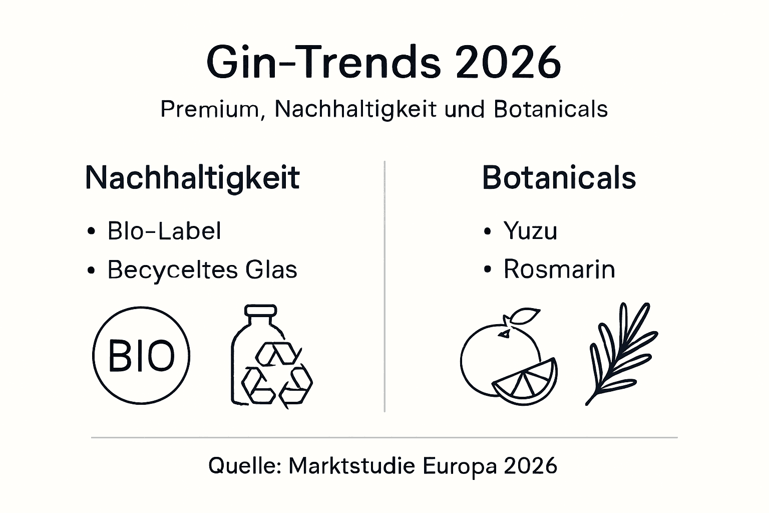 Infografik: Die angesagtesten Gin-Trends 2026 und beliebte Botanicals im Überblick