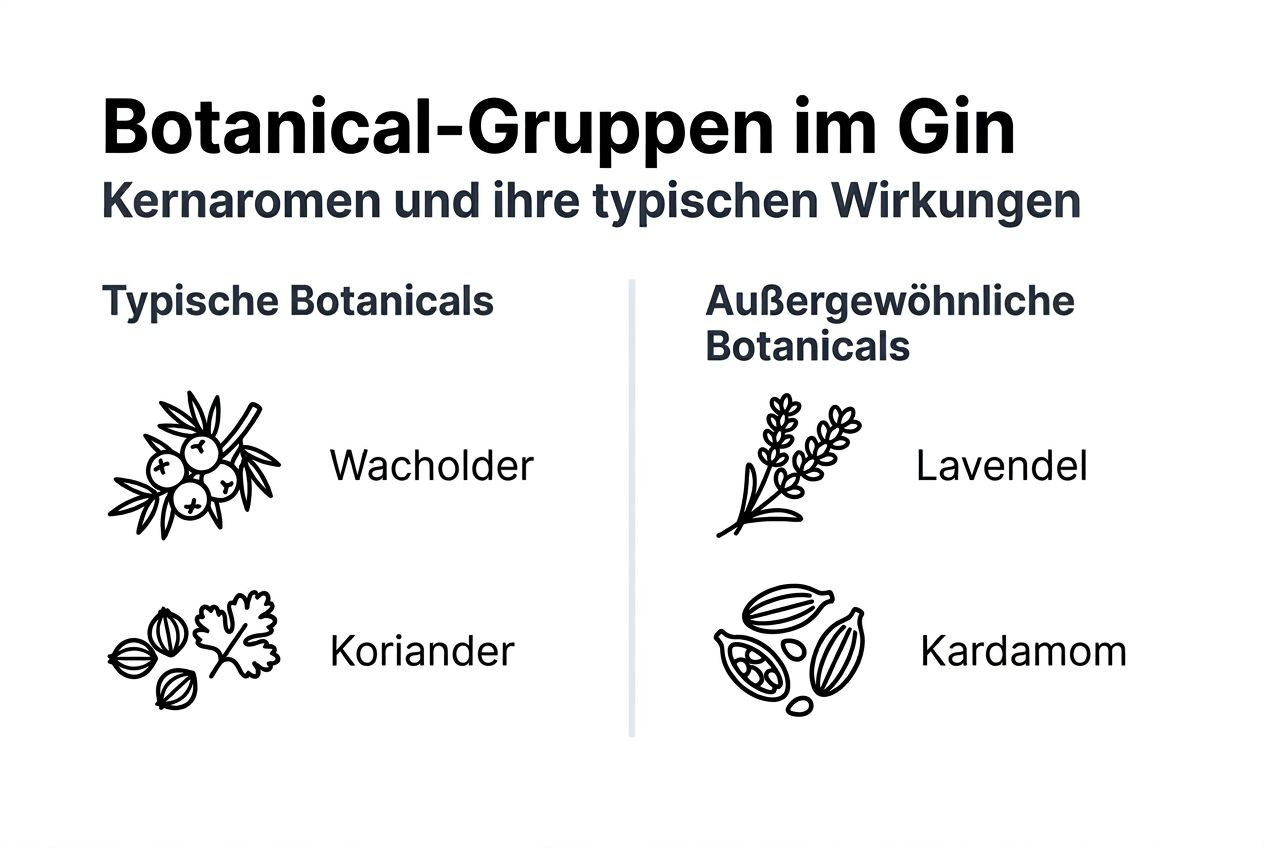 Übersicht: Die wichtigsten Botanicals im Gin und ihre Hauptgruppen