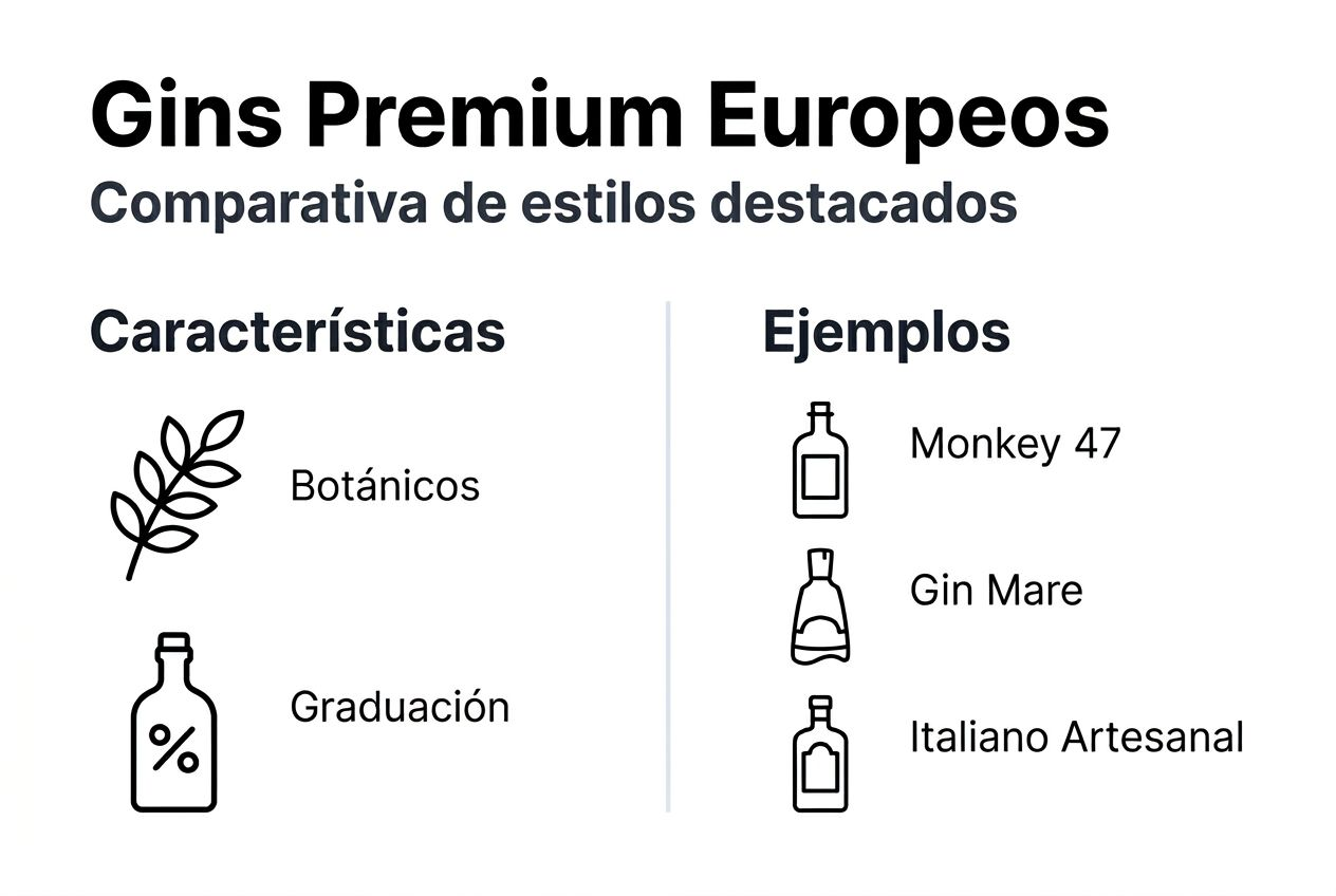 Comparativa visual de los mejores gin premium europeos