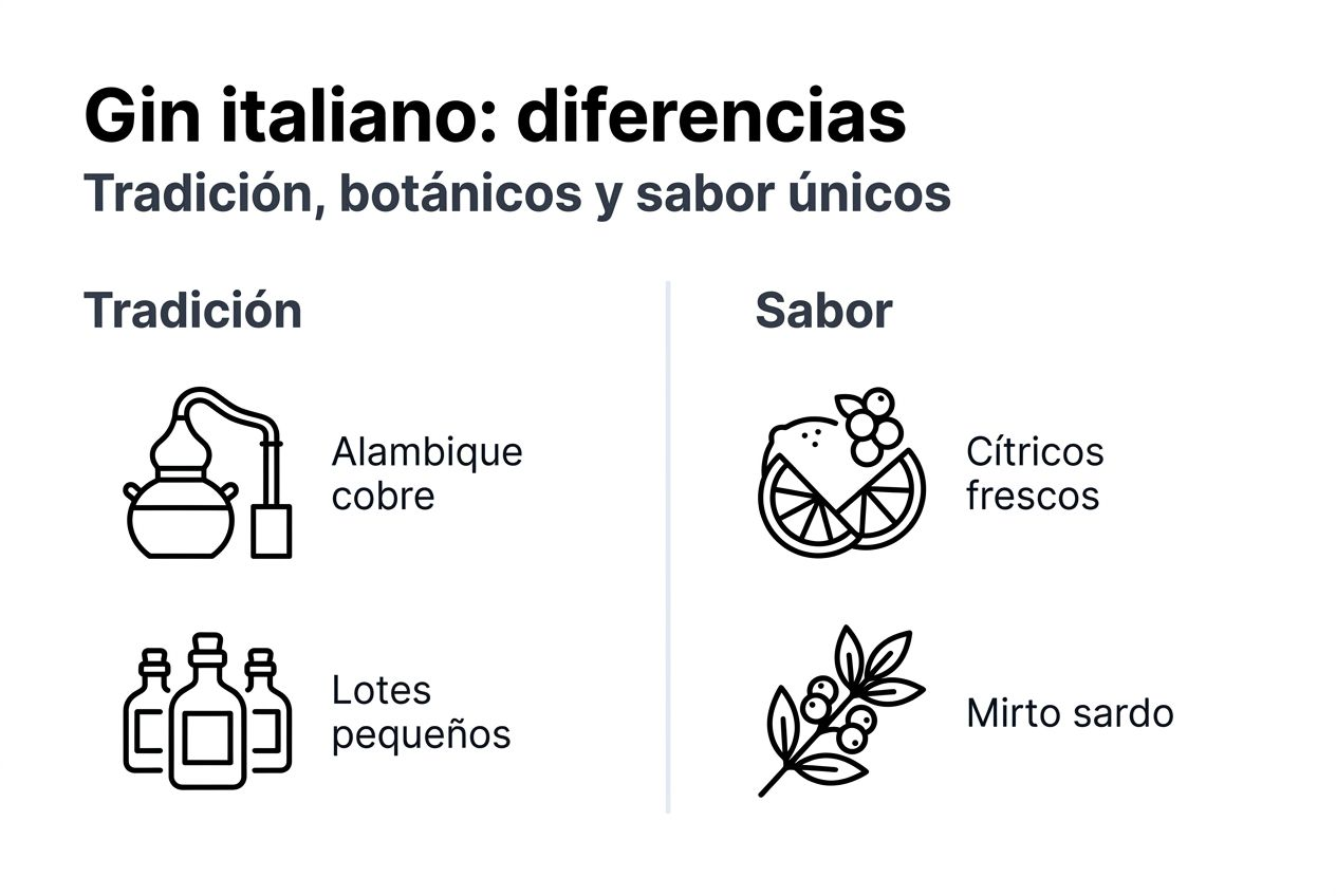 Infografía sobre las características distintivas del gin italiano
