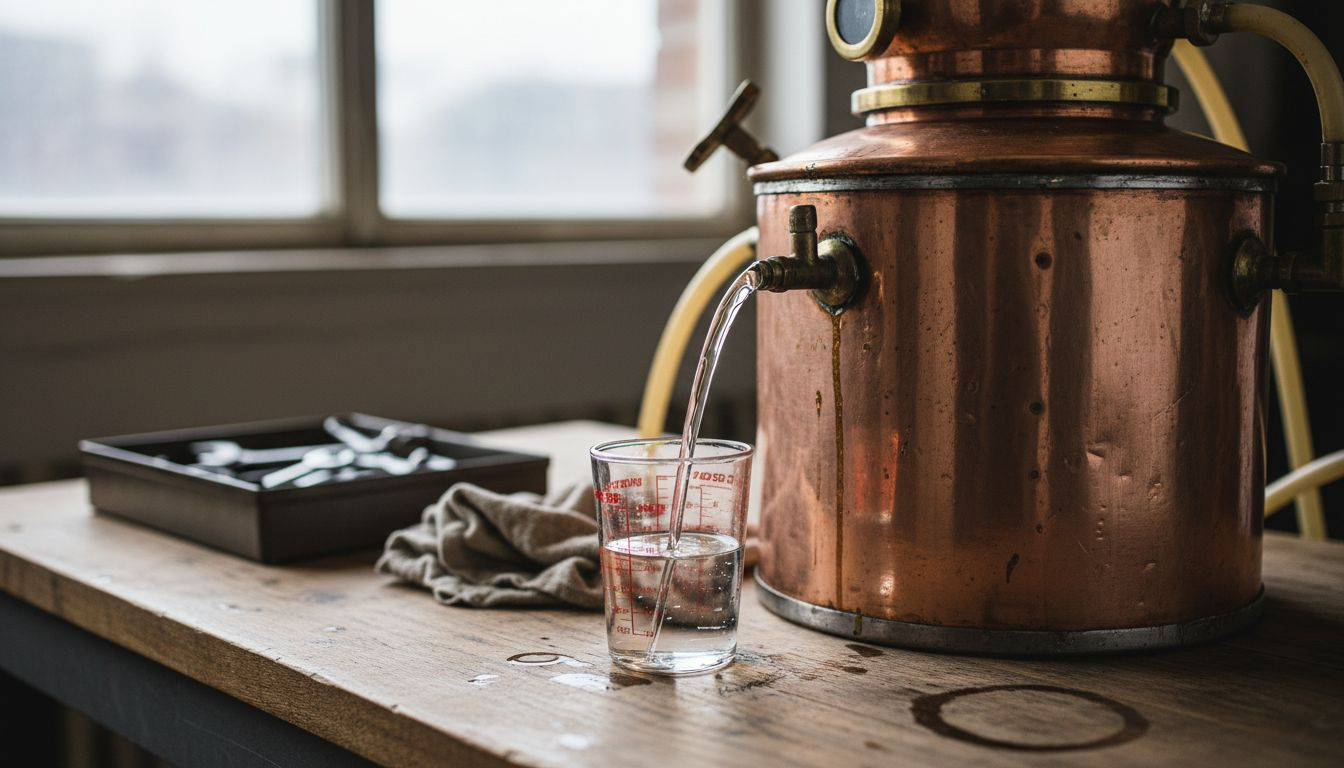 Descripción del proceso de destilación de grappa en alambique discontinuo