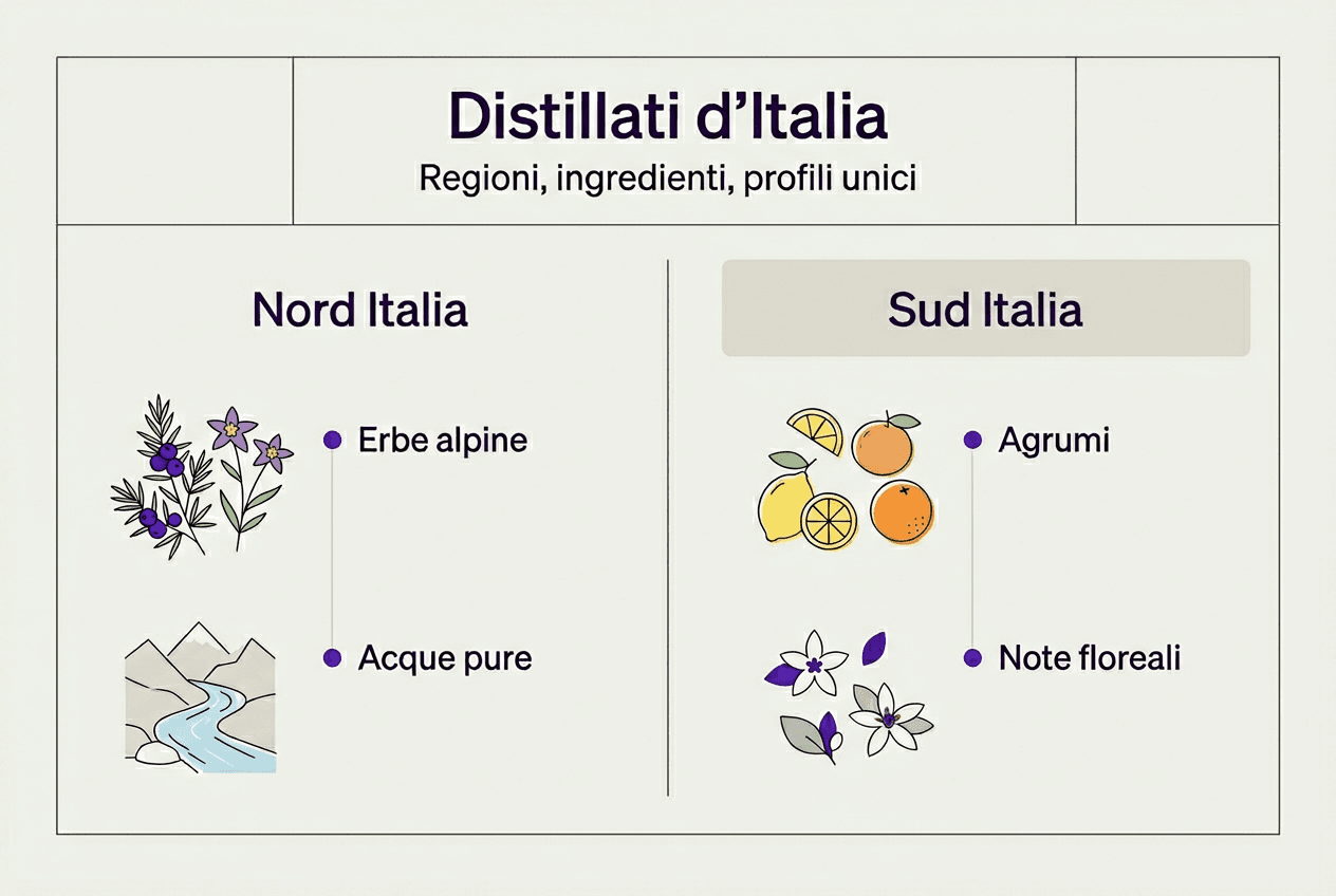 Infografica: le peculiarità dei distillati italiani dal Nord al Sud