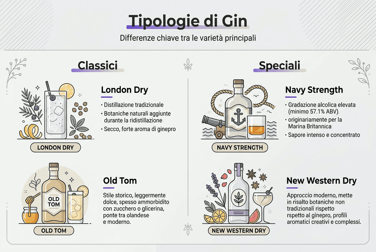 Infografica: le principali tipologie di gin a confronto