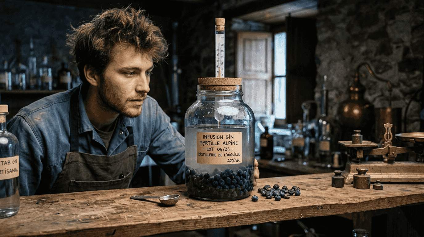 Bocal de gin infusé aux myrtilles