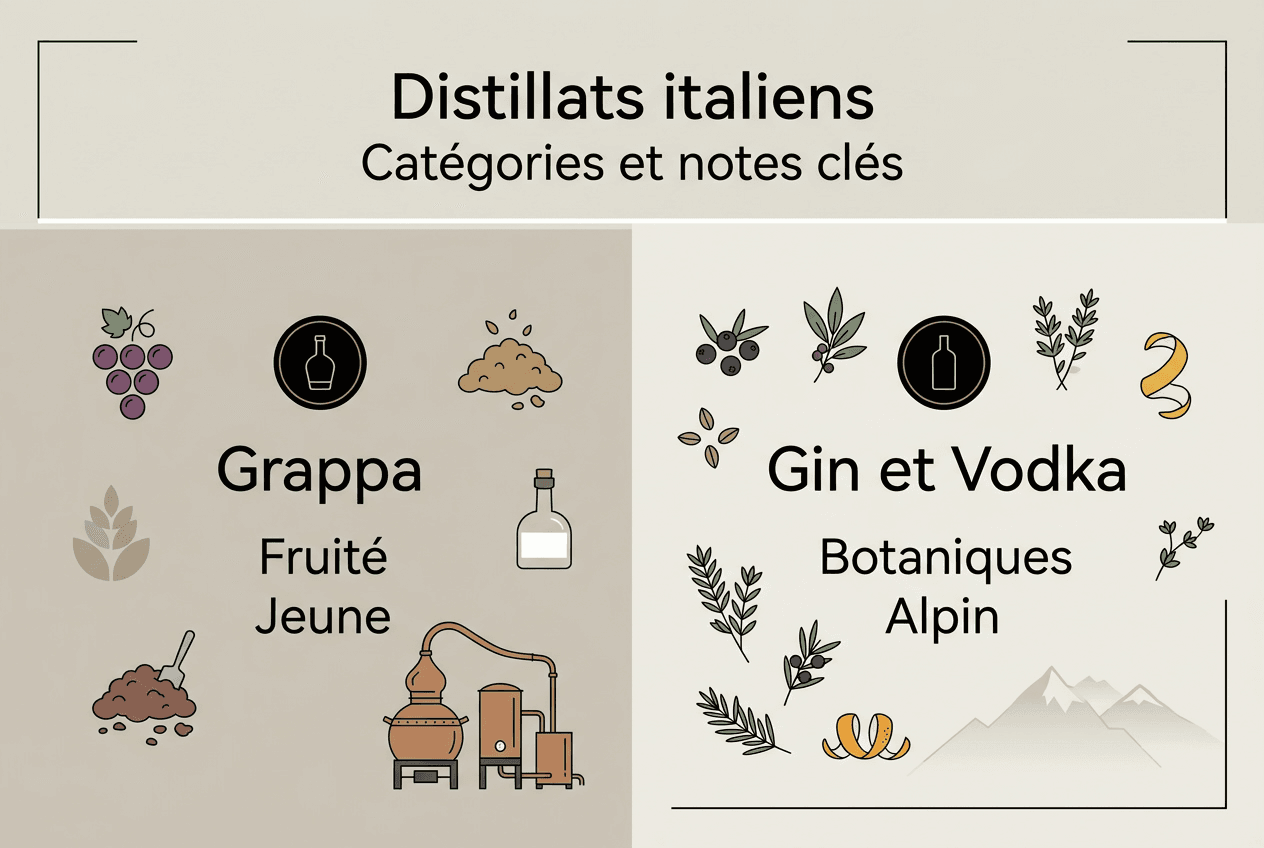 Panorama des différentes familles de distillats italiens en un coup d’œil