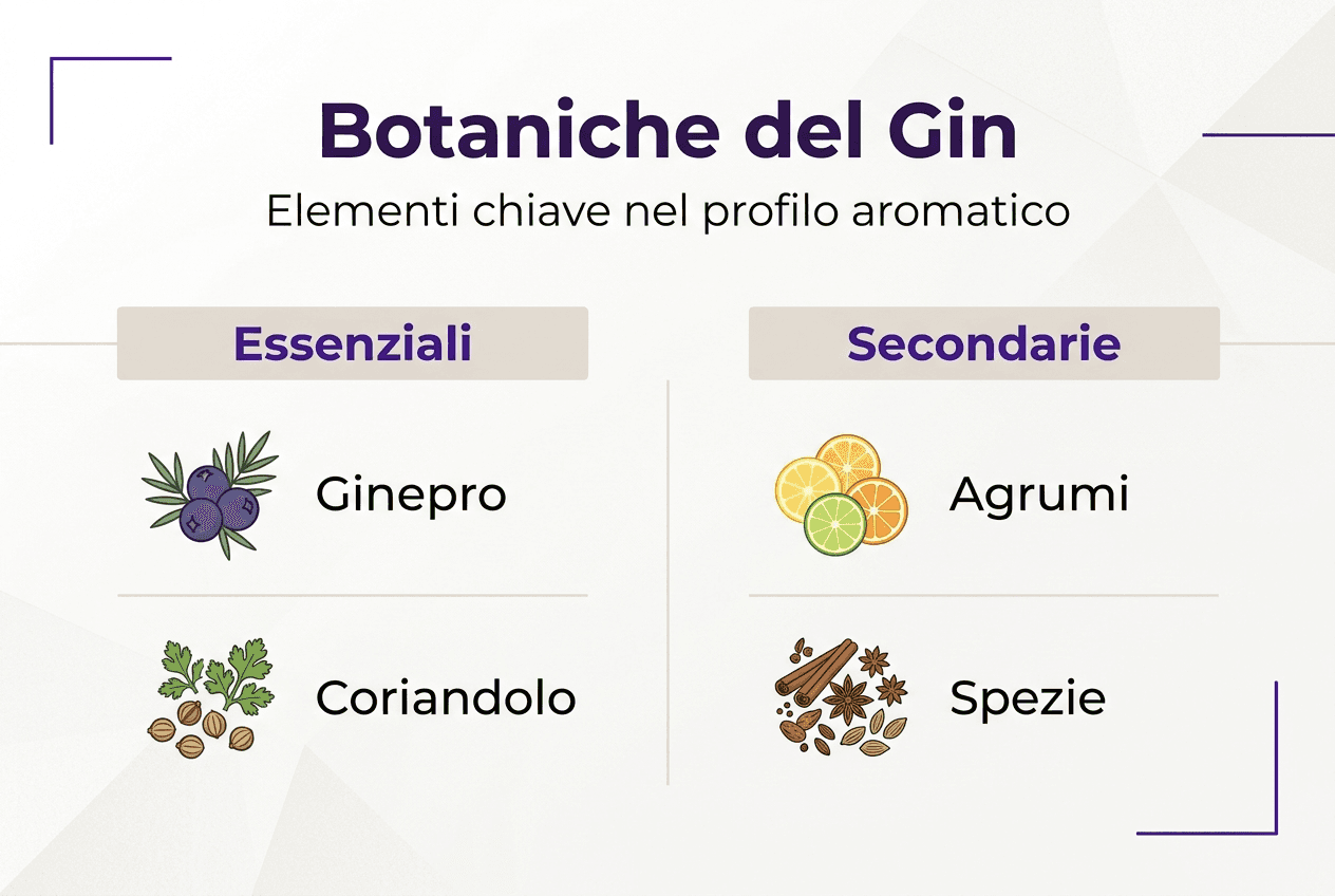 Infografica: le botaniche essenziali del gin