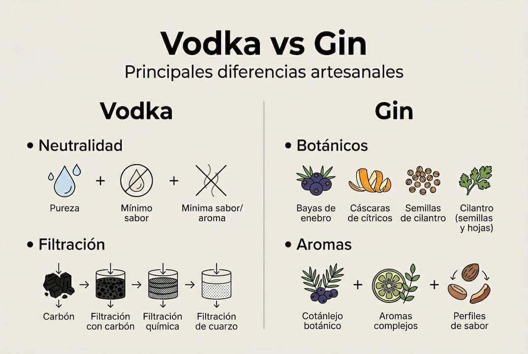 Infografía: ¿En qué se diferencian el vodka y la ginebra artesanal?