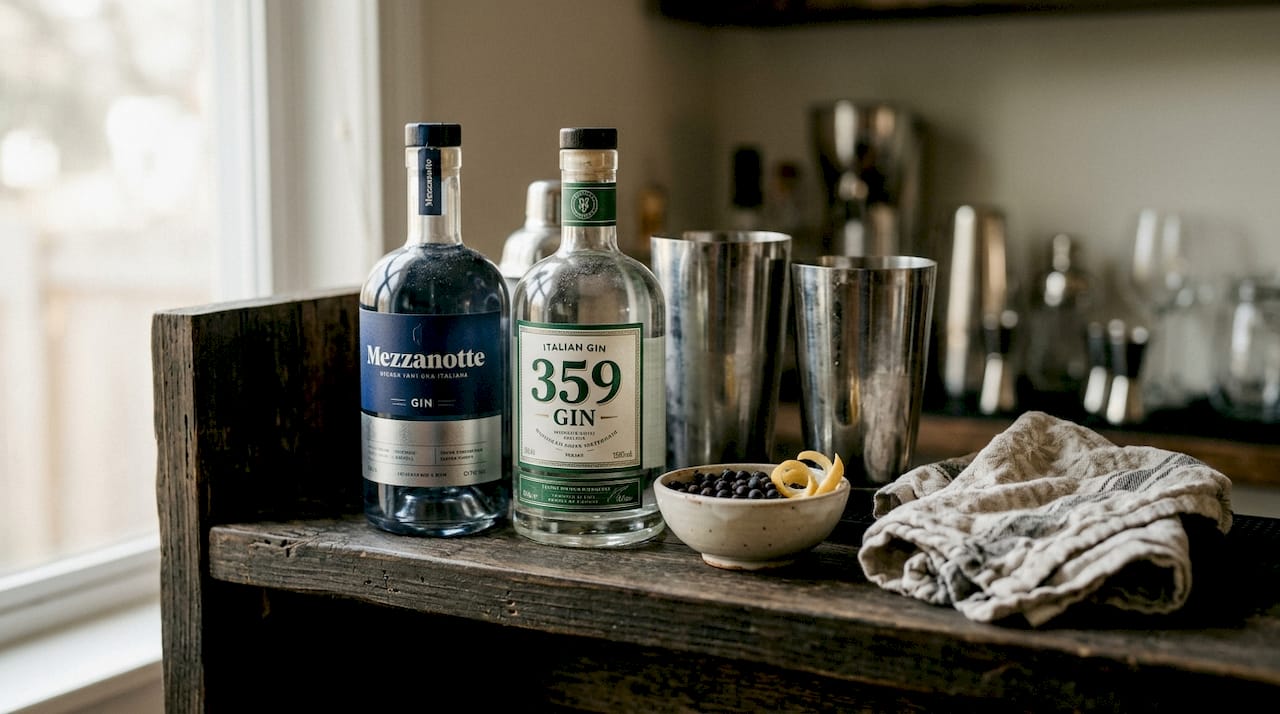 Dos botellas de ginebra italiana infusionadas con botánicos