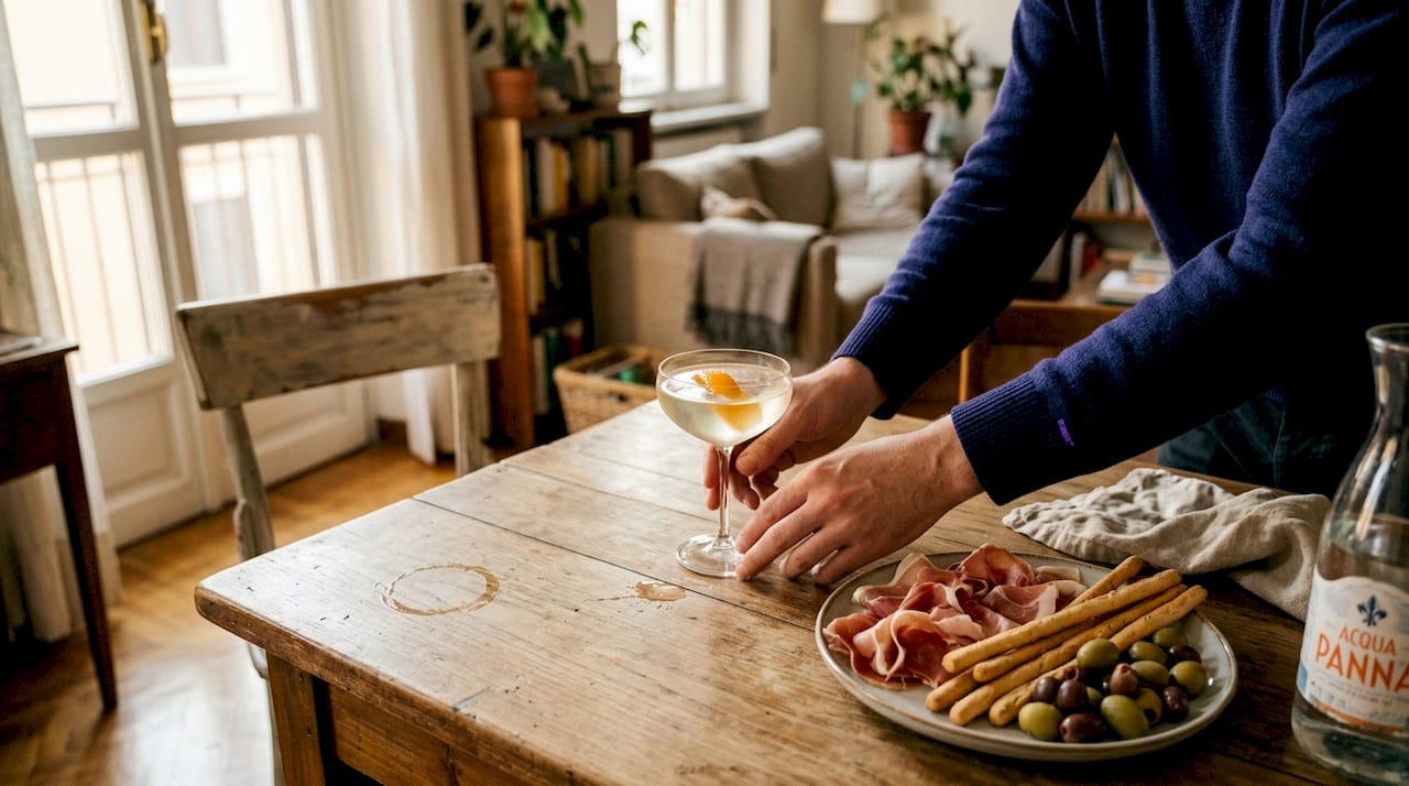 Un cocktail all’italiana accompagnato da stuzzichini tradizionali