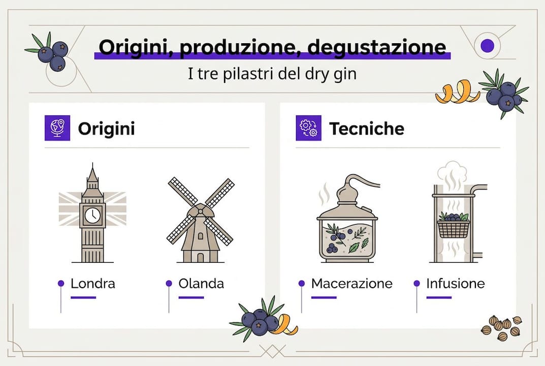 Storia e metodi di produzione del dry gin: un’infografica per scoprire tutto