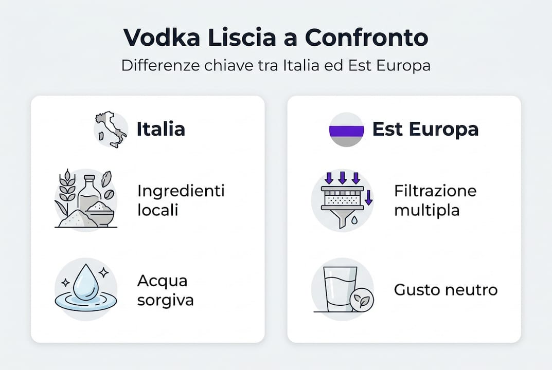 Infografica: confronto tra vodka pura italiana e dell’Est Europa