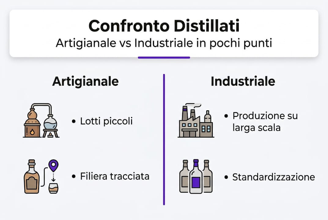 Infografica: differenze tra distillati artigianali e distillati industriali
