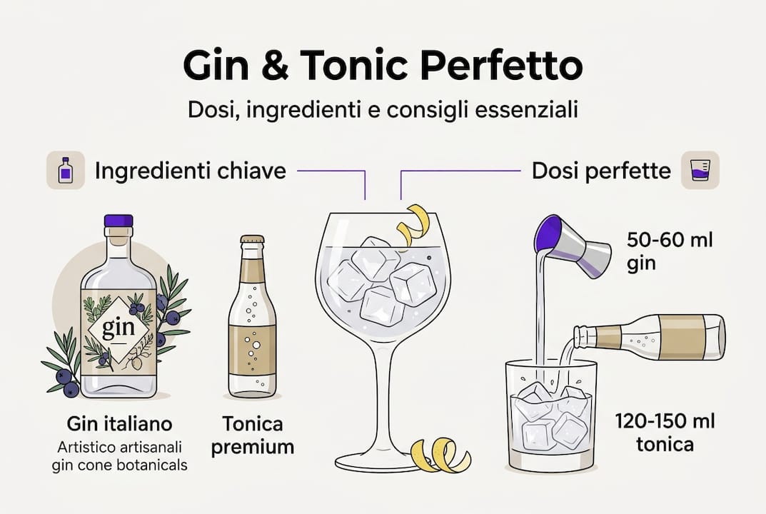 Guida visuale alle dosi perfette per un gin tonic all’italiana
