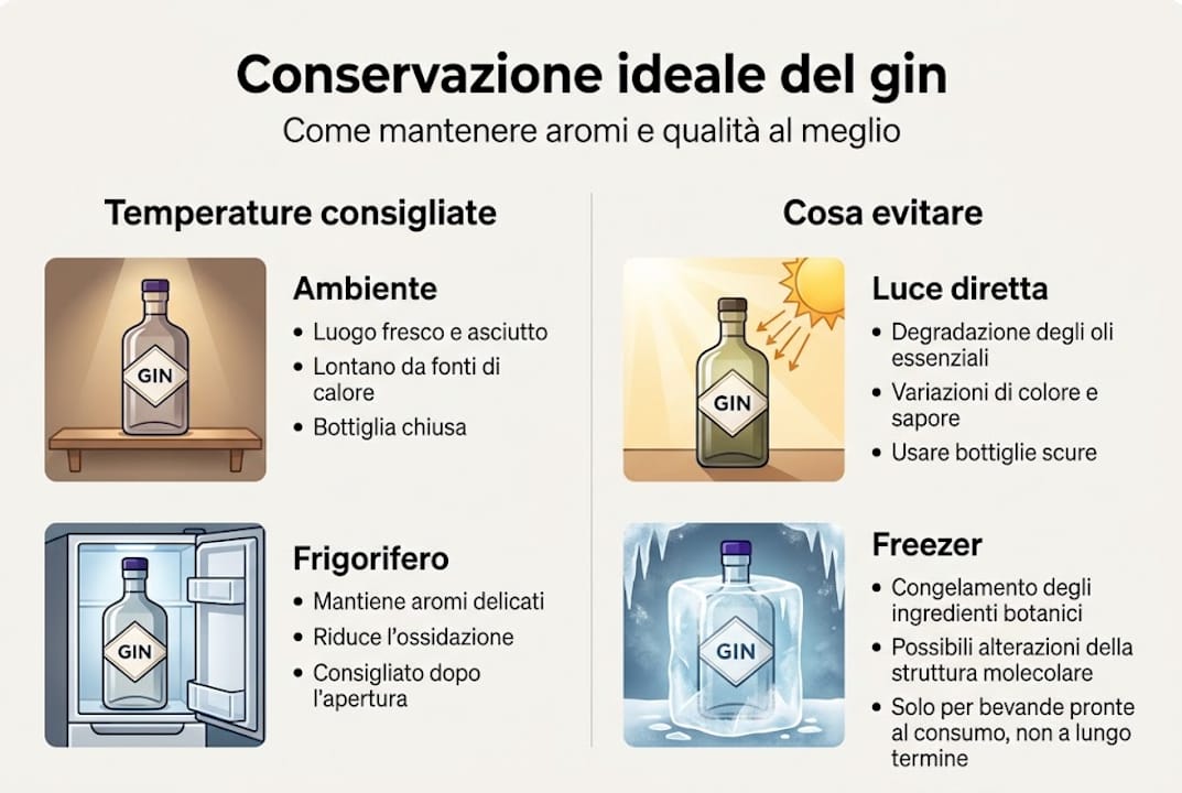 Guida visiva alla corretta conservazione del gin