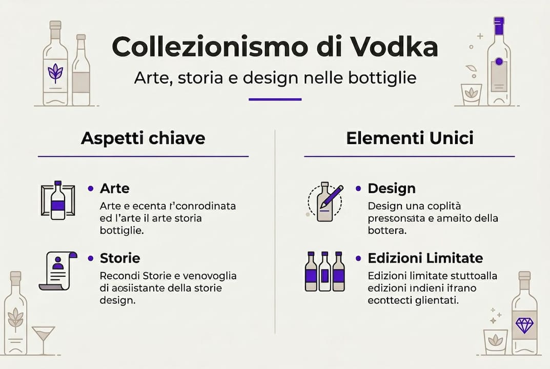 Infografica dedicata alle collezioni di vodka che uniscono arte e design