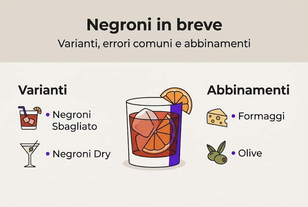 Infografica sul Negroni: varianti, abbinamenti consigliati e gli errori da evitare